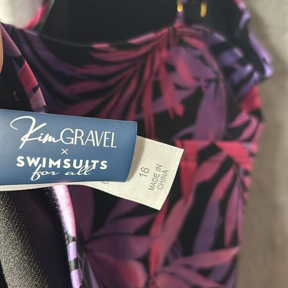 Kim Gravel Swimsuits for All Pinks Floral Ruched One Piece Swimsuit Size 16 - Picture 9 of 9